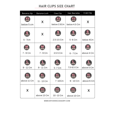 SIZE CHART FOR HAIR ACCESSORIES